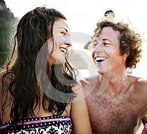 Beach Love Bonding Cheerful Happiness Travel Concept