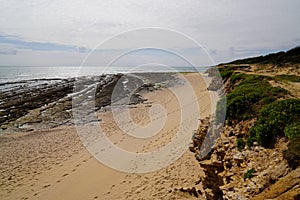 Beach low tide in ile noirmoutier island in vendee atlantic ocean France