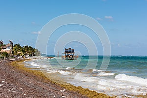 The beach in Mahahual, Mexico