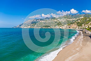 Beach of Maiori town, Amalfi coast, Campagnia region, Italy