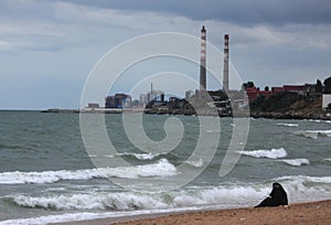 Beach of Makhachkala, republic Dagestan