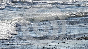 Beach mediterranean with rough waves