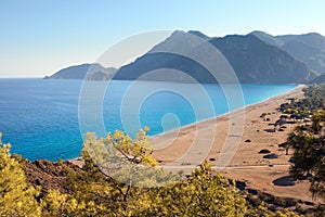 Beach at Mediterranean sea. Cirali, Turkey.