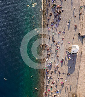 Beach at the mediterranean sea at Nice, France. photo