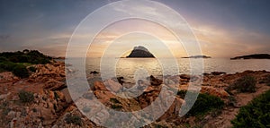 Beach on the Mediterranean Sea. Punta Don Diego, Sardinia, Italy. Background