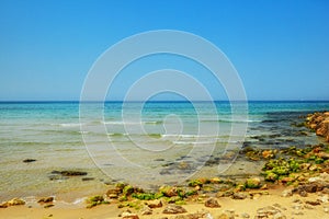 Beach in the Mediterranean Sea, Tel Aviv, Israel.