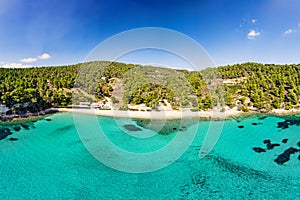 The beach Milia of Alonissos from drone, Greece