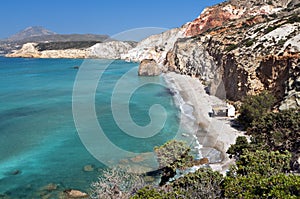 Beach at Milos island in Greece photo