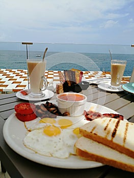 Beach morning breakfast
