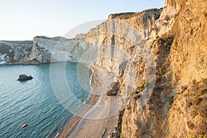 Chiaia di Luna beach at the sunset. Ponza island, Italy photo