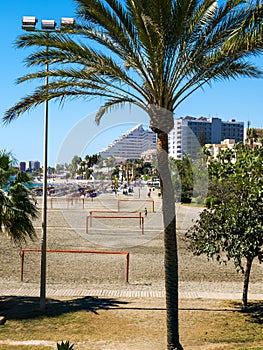 Beach near the Impressive Marina in Benalmadena on the Costa Del Sol in Spain