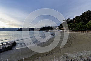 beach near the Mediterranean sea in Lerici, La Spezia, Italy