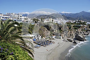 The beach of Nerja in Spain. photo