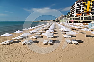 The beach of Nessebar on the Bulgarian Black Sea coast