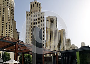 `The Beach` a new tourist attraction area around the JBR `Jumeirah Beach Resort` residential skyscrapers in Dubai