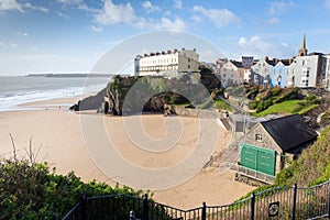 Beach next to St Catherines Island Tenby Wales UK