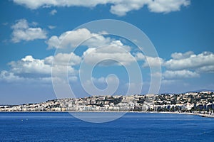 Beach and Nice town in summertime