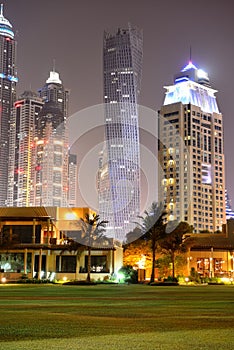 Beach night illumination of the luxury hotel