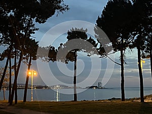 Beach at night ria Pontevedra Galicia Spain