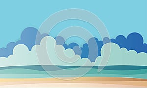 The beach with ocean background paper art style vector illustration - Vector