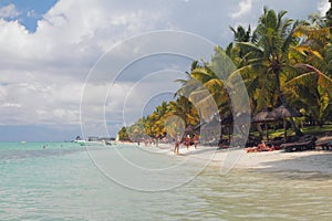 Beach on ocean coast. Trou aux Biches, Mauritius