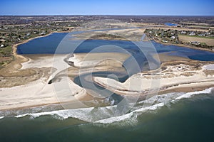 Beach and ocean inlet.