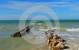 Beach and ocean panorama in mexico chelem