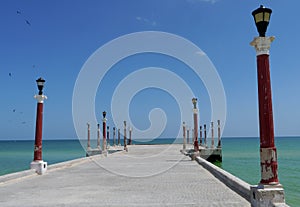 Beach and ocean panoramic Sisal Mexico