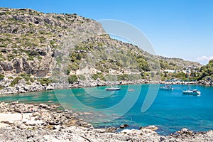 Beach off the coast of the island of Rhodes in Greece.