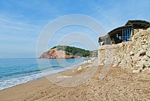 Beach and old olive oil production place