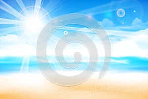 The beach over blur blue sky background 001