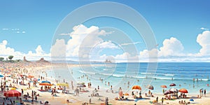 The beach is overcrowded with people, and it poses a challenge to find a comfortable spot for relaxation. Generative AI