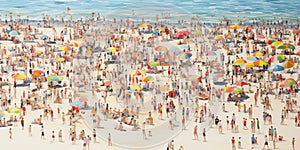The beach is overcrowded with people, and it poses a challenge to find a comfortable spot for relaxation. Generative AI