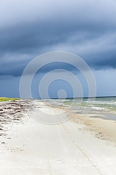 Beach at pacific ocean in bad weather