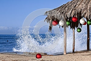 Beach Palapa Decorated For Christmas ~ Wave photo