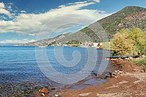 The beach Paleokastro at Methana in Peloponnese, Greece