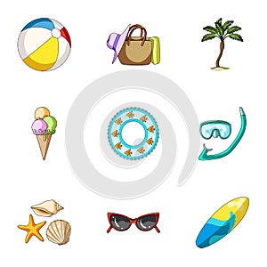 Beach, palm tree, ice cream.Summer vacation set collection icons in cartoon style vector symbol stock illustration web.