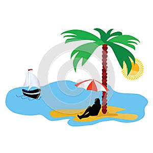 Beach with palm tree vector illustration