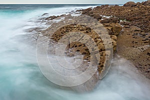 Beach of Paramoudras in Basque Country, Spain photo