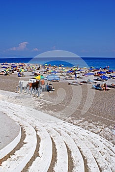 Beach with parasols