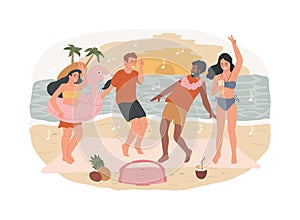 Beach party isolated concept vector illustration.