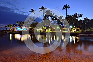 Beach party Luau in Hawaii after sunset