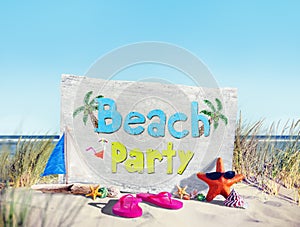 Beach Party Starfish Sunglasses Slipper Shell Sand Concept