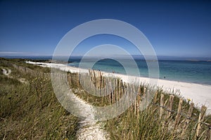 Beach with Path and Fence in Brittany