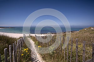 Beach with Path and Fence in Brittany