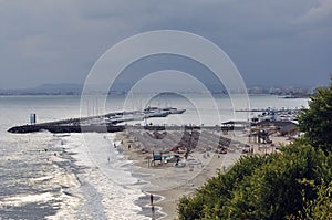 Beach, people on the beach, yachts