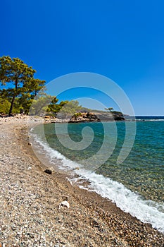 Beach at Phaselis in Antalya, Turkey photo