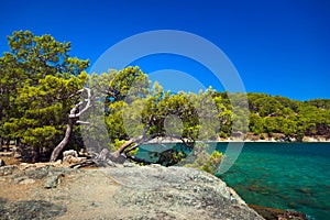 Beach at Phaselis in Antalya, Turkey