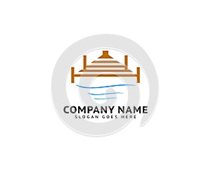 Beach Pier Dock Logo Design Vector