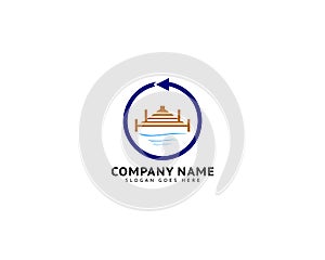 Beach Pier Dock Logo Design Vector